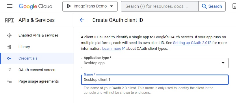 new oauth client